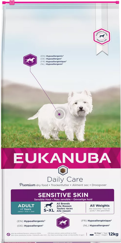 Eukanuba Daily Care Sensitive Skin Adult (žuvis) 12kg