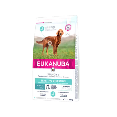 Eukanuba Daily Care Sensitive Digestion Adult visavertis pašaras suaugusiems jautrų virškinimą turintiems šunims 12kg