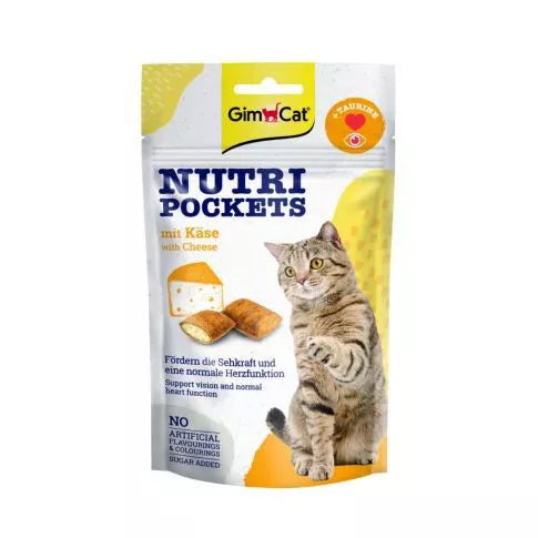 GimCat Nutri Pockets with Cheese & Taurine skanėstai katėms su Sūriu ir Taurinu 60g