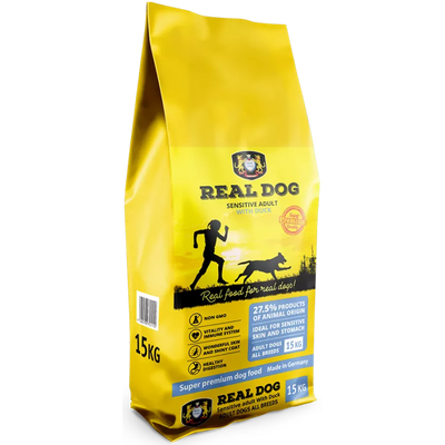 Real Dog Sensitive 15kg pašaras suaugusiems šunims su antiena