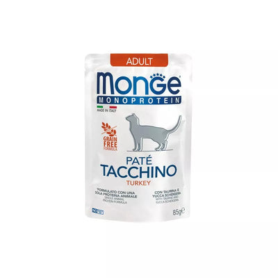 Monge Monoprotein Adult begrūdis konservuotas pašaras katėms su kalakutiena 85g