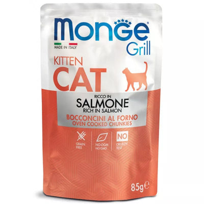 Monge GRILL Kitten konservuotas pašaras kačiukams su lašiša 85g