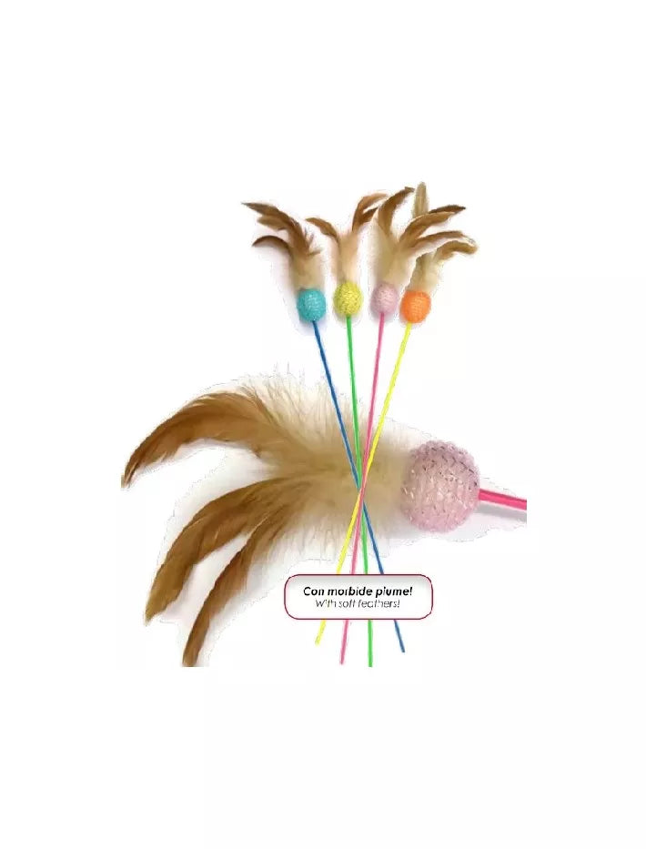 GIMCAT žaislas katėms pagaliukas su kamuoliuku ir plunksnomis, 50cm