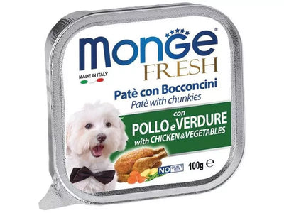 Monge Fresh paštetas šunims su vištienos gabalėliais ir daržovėmis100g