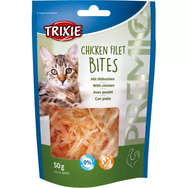 Trixie PREMIO Chicken Filet Bites, skanėstas katėms vištienos kąsneliai 50 g