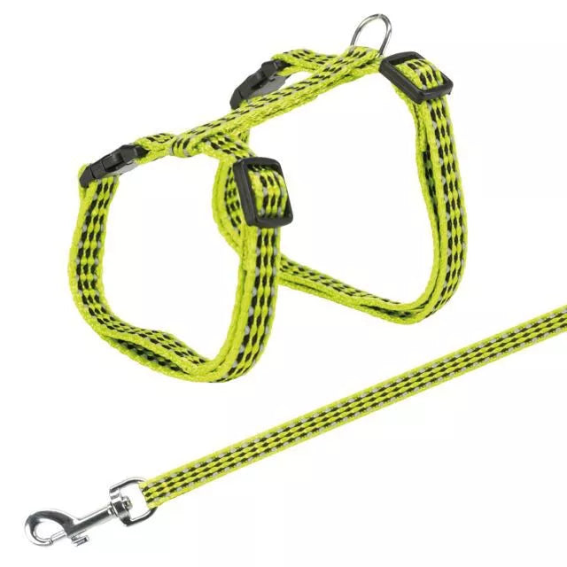 Trixie Kačių petnešos su pavadėliu, atspind., metal. sagtys, 22-42 cm-10 mm, 1.20 m