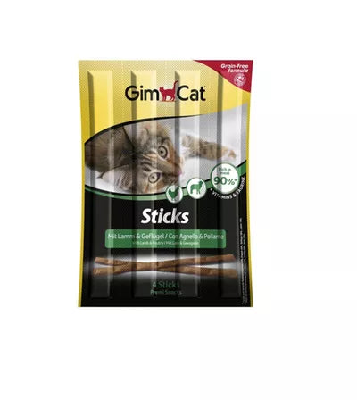 GimCat Sticks begrūdės lazdelės, su paukštiena ir ėriena (4 vnt)