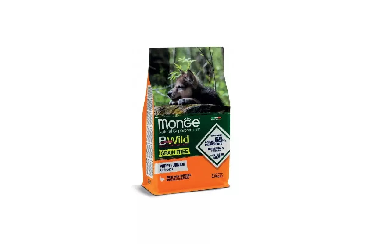 Monge Dry Dog Puppy&Junior GRAIN FREE Duck & potatoes 2,5kg