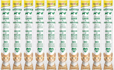 GimCat Sticks begrūdės lazdelės, su paukštiena ir ėriena (10 vnt)