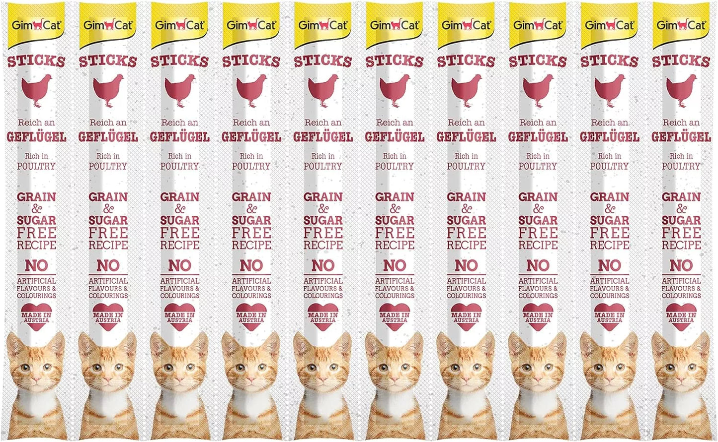 GimCat Sticks begrūdės lazdelės, su paukštiena (10 vnt)