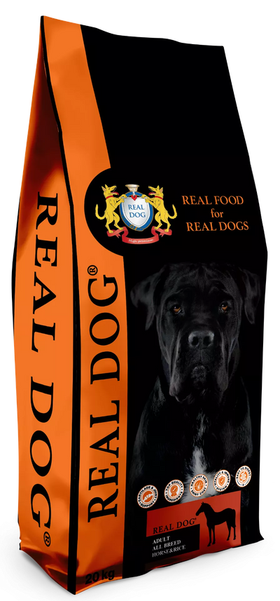 Real Dog Adult All Breeds su arkliena ir ryžiais 20kg
