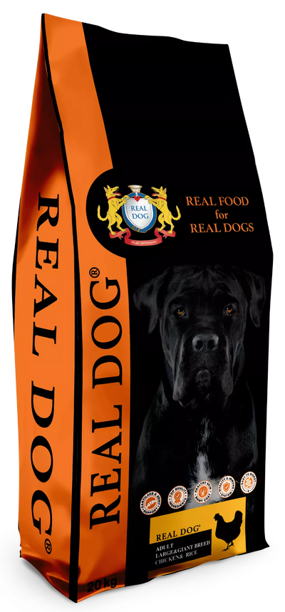 Real Dog Adult Large-Giant Breeds su vištiena ir ryžiais 20kg