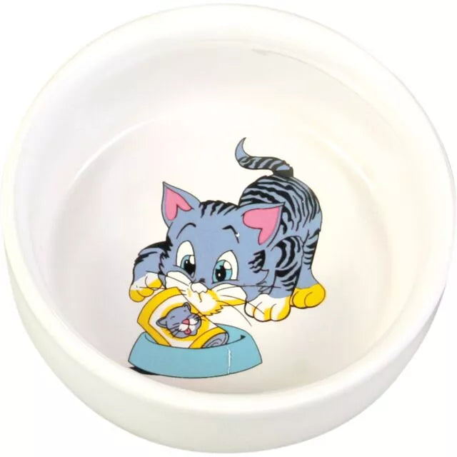 Trixie Dubenėlis su nupieštu katinu, keramika, 0.3 l/ 11 cm, baltas