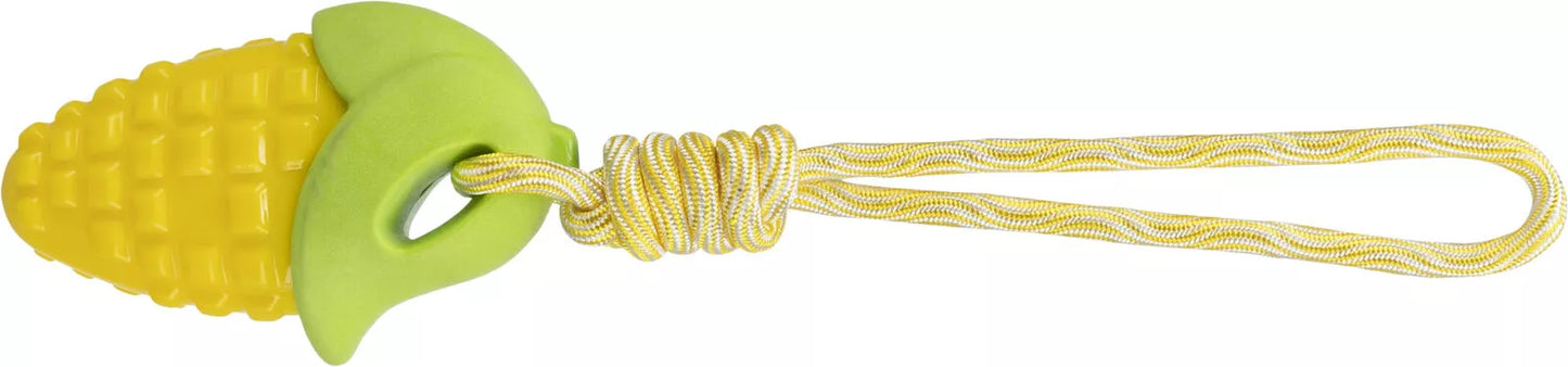 Trixie Žaislas šuniui Kukurūzų burbuolė ant virvės, TPR, 13 cm/34 cm