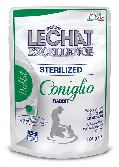 Lechat Exc. konservai sterilizuotoms katėms su triušiena 100g