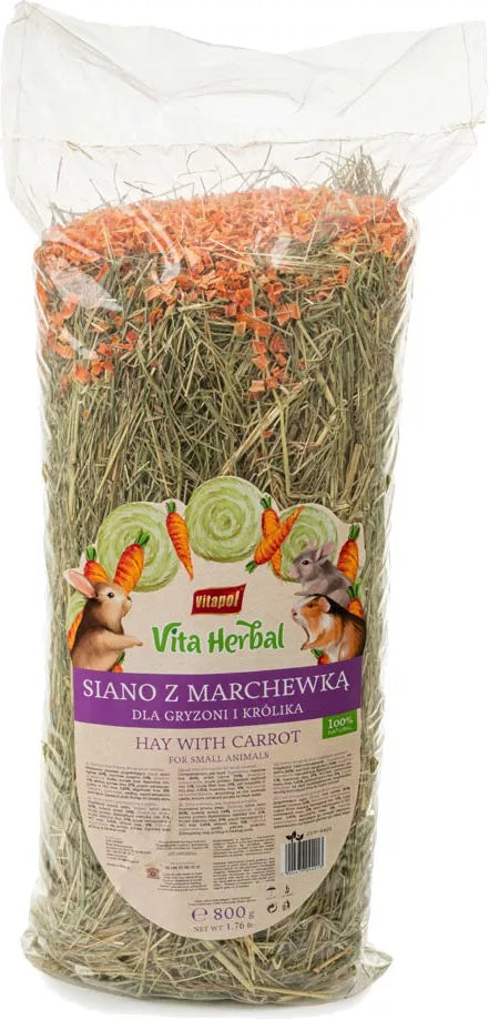 Vitapol Šienas su morkomis smulkiems gyvūnams 800g