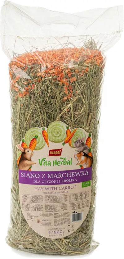 Vitapol Šienas su morkomis smulkiems gyvūnams 800g