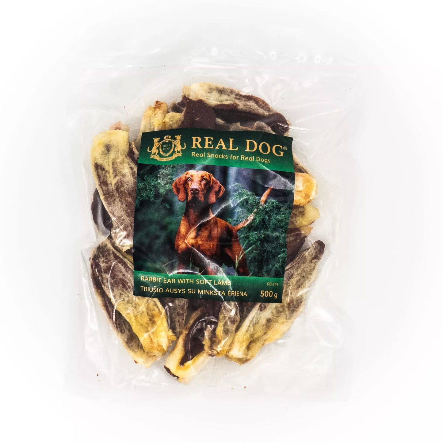 Real Dog SNACKS Triušio ausys su minkšta ėriena 500g