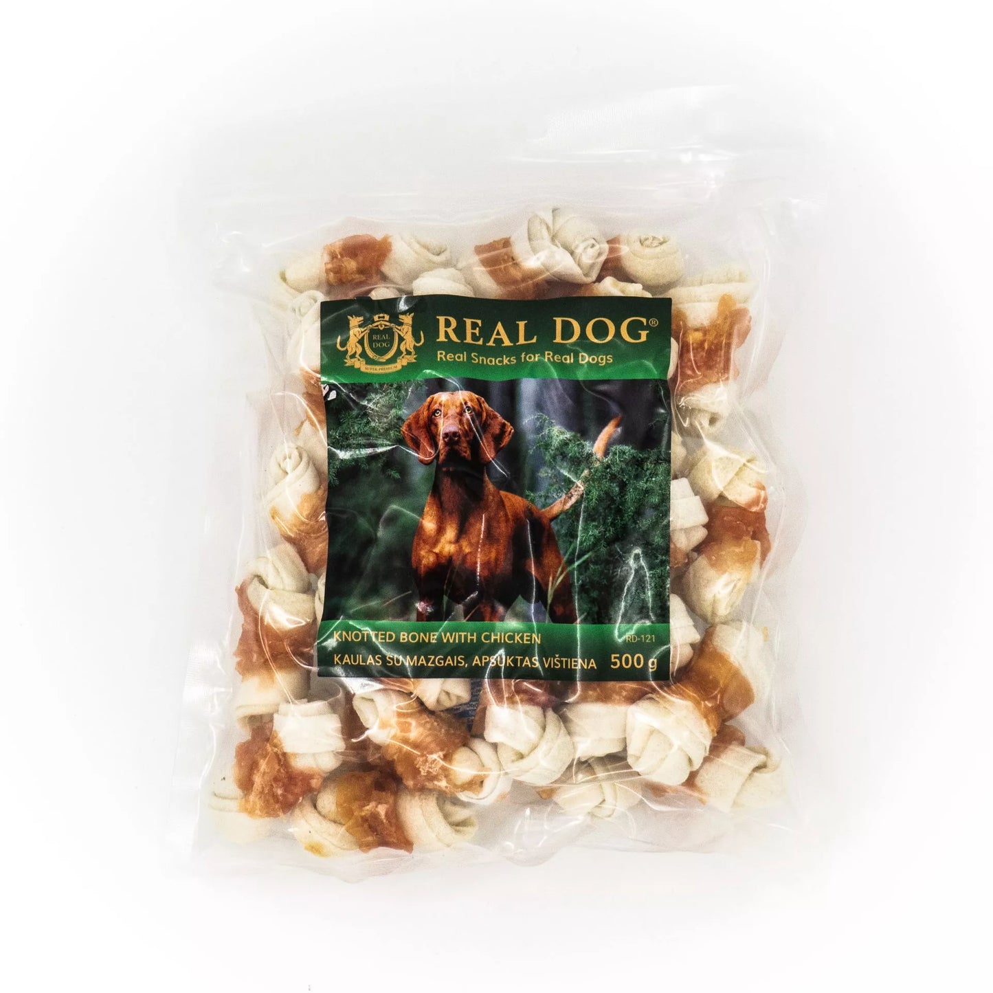 Real Dog SNACKS Kaulas su mazgais, apsuktas vištiena 500g