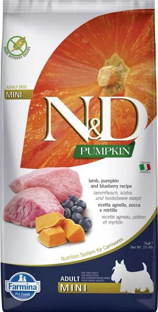 FARMINA N&D PUMPKIN - DOG Dry Lamb&Blueberry ADULT MINI 7 kg