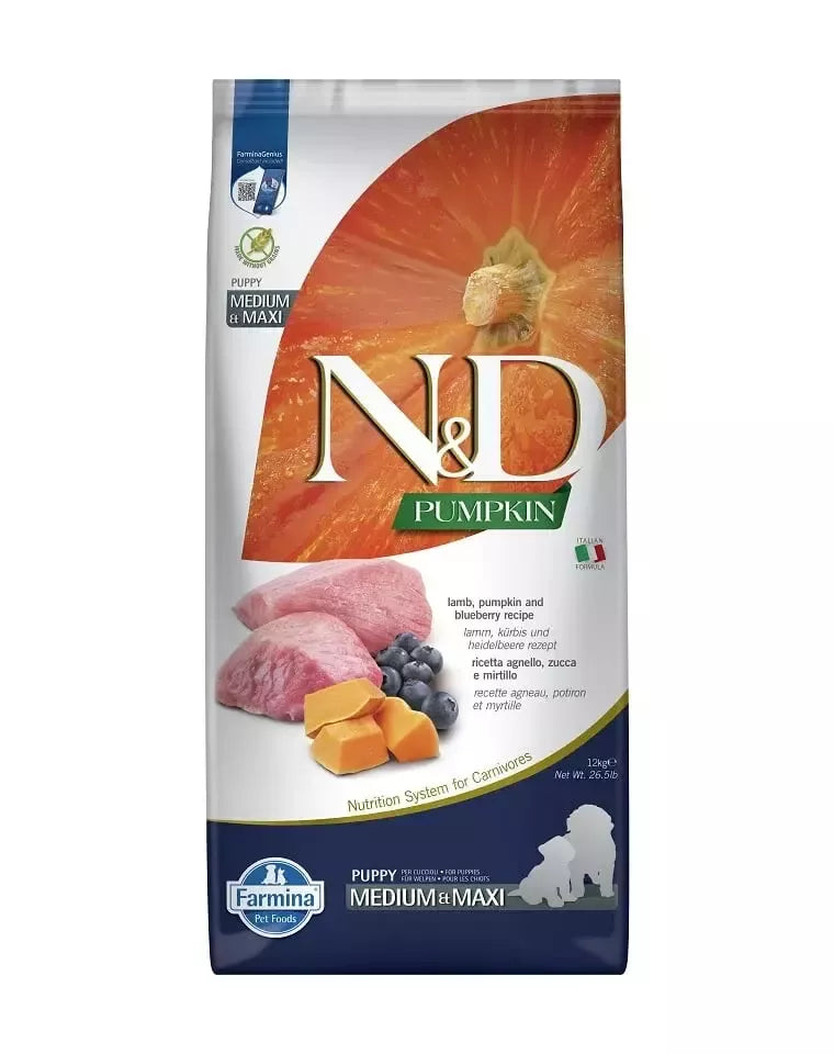 FARMINA N&D PUMPKIN - DOG Dry Lamb&Blueberry ADULT MED&MAX 12 kg