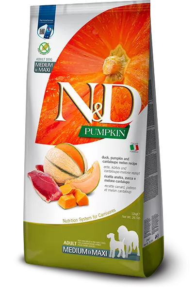 FARMINA N&D PUMPKIN - DOG Dry Duck&Cantaloupe ADULT MEDIUM MAXI 12 kg