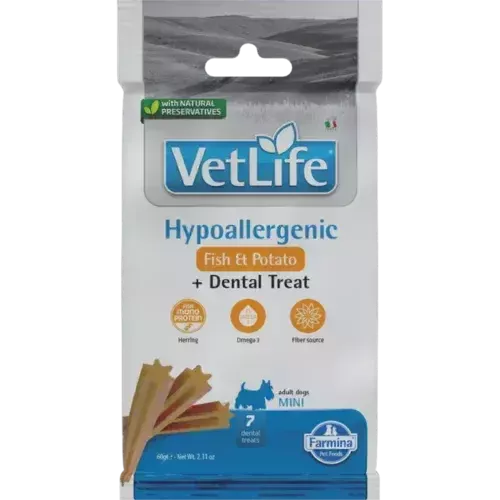 FARMINA VET LIFE - DOG TREAT - HYPOALLERGENIC Fish&Potato ADULT MINI 60 g