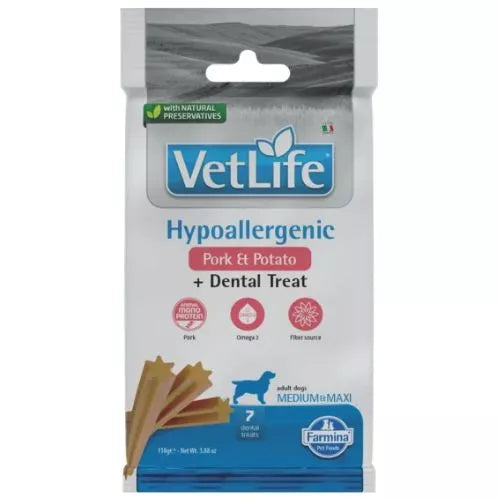FARMINA VET LIFE - DOG TREAT - HYPOALLERGENIC Pork&Potato ADULT MED&MAX 100 g