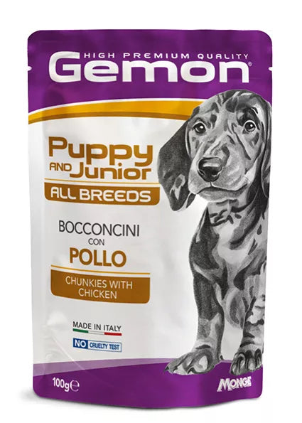 Gemon all breeds puppy konservuotas pašaras jauniems šuniukams su vištienos gabalėliais 100g