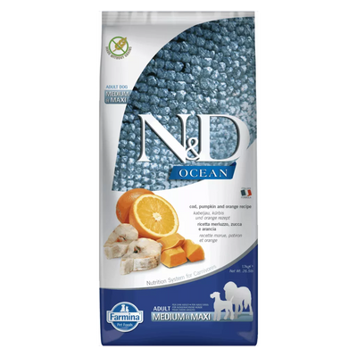 FARMINA N&D OCEAN - DOG Dry Cod Pumpkin&Orange ADULT MED&MAX 12 kg