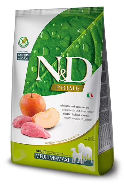 FARMINA N&D PRIME - DOG Dry Wild Boar&Apple ADULT MED&MAX 2,5 kg