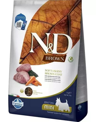FARMINA N&D BROWN - DOG Dry Lamb Spirulina&Carrot ADULT MINI 5 kg