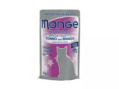 Monge Natural kons. pašaras suaugusioms katėms, tunas ir jautiena 80g