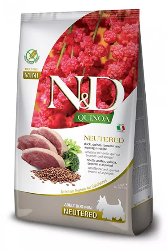 FARMINA N&D QUINOA - DOG Dry NEUTERED Duck Broccoli&Asparagus ADULT MINI 800 g