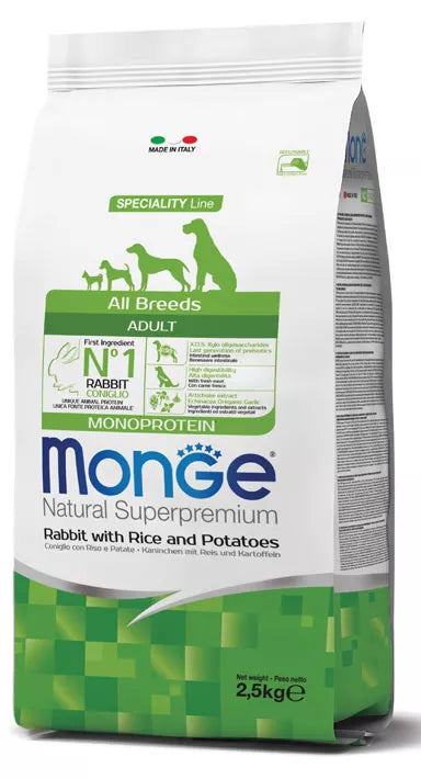Monge Dry Dog Spec. Line suaugusiems visų veislių šunims su triušiena, ryžiais ir bulvės 12kg