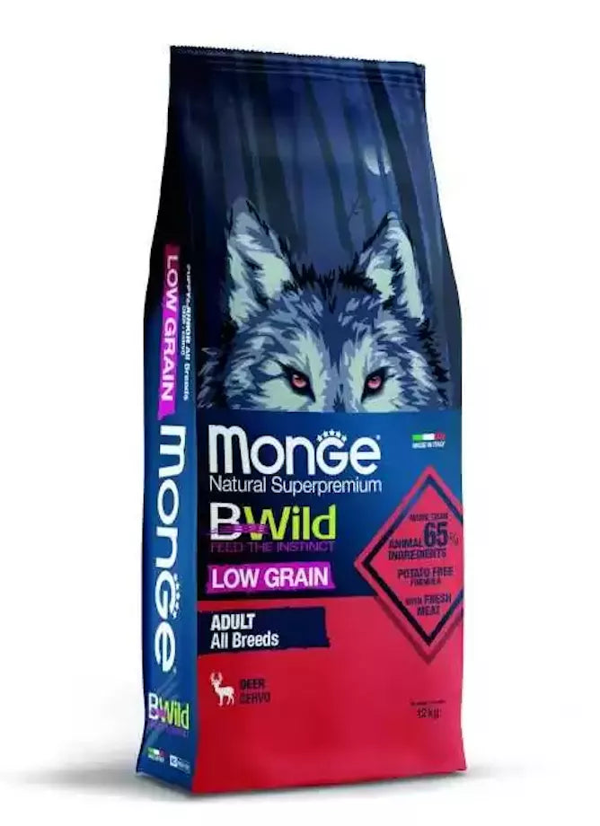Monge BWILD All Breeds Adult susas pašaras šunims su elniena 12 kg