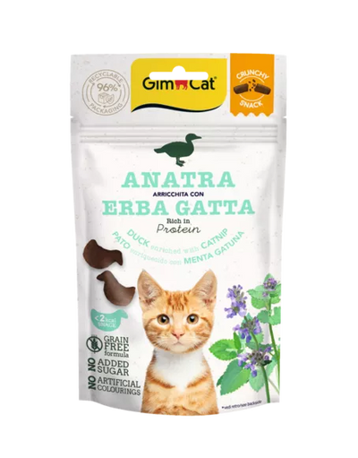 Gimcat Crunchy Snacks Duck /Catnip traškūs skanėstai antis/katžolė 50g