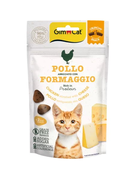 Gimcat Crunchy Snacks Chicken & Cheese traškūs skanėstai višta/sūris 50g
