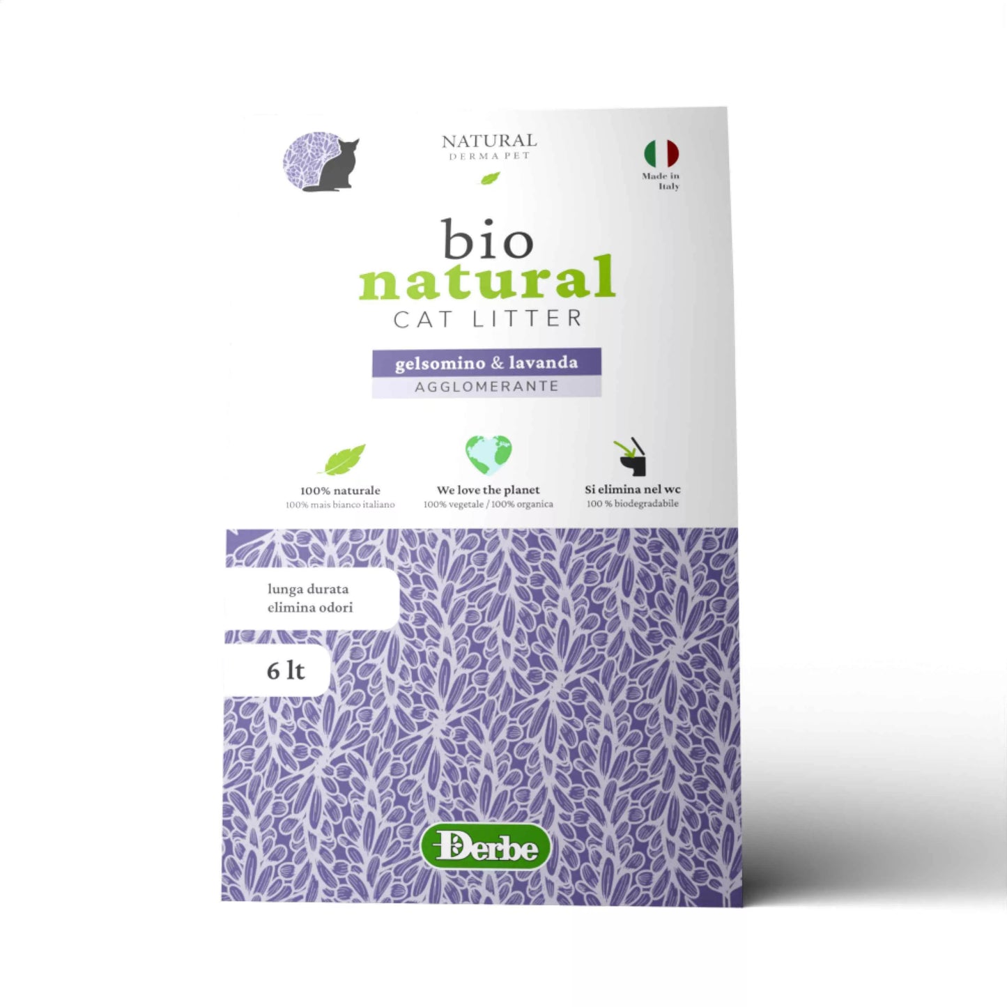 Natural Derma Pet Jasminų ir Levandų Agreguojančios Kukurūzų Kraikas Katėms – 6L, Mažai Dulkių, Kvapo Kontrolės Formulė