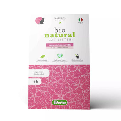 Natural Derma Pet Kaipintasis kukurūzų kraikas katėms su bijūnu ir bugenvilija – 6L, gėlių kvapo, mažai dulkių