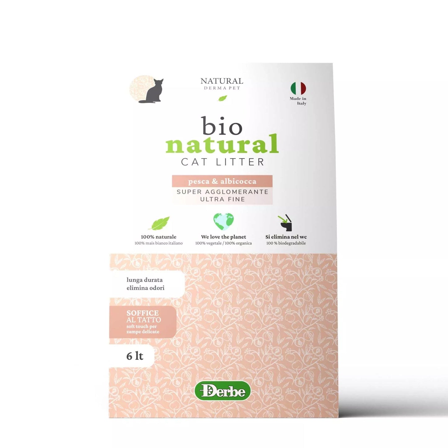 Natural Derma Pet Super Kemming Kukurūzų Kačių Kraikas – Mažai Dulkių, Kvapo Kontrolė, 6L Pakuotė