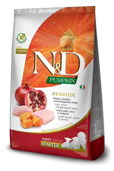 F38890 FARMINA N&D PUMPKIN - DOG Dry Chicken&Pomegranate STARTER PUPPY ALL BR 2,5 kg (pak.4)