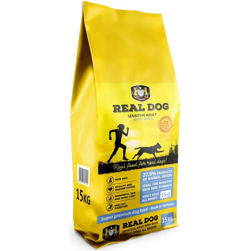 Real Dog Sensitive 15kg pašaras suaugusiems šunims su antiena