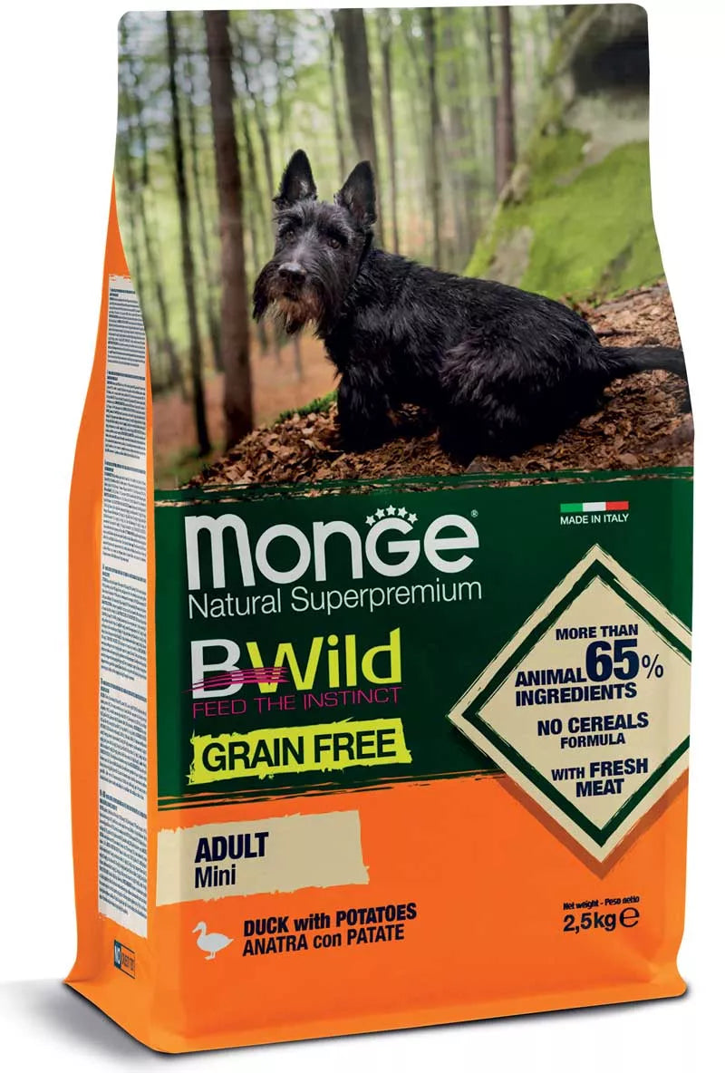 Monge Grain Free mini adult sausas pašaras (antiena ir bulvės) 2,5kg
