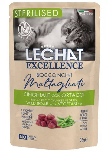 Lechat Exc. konservai sterilizuotoms katėms su šerniena ir daržovėmis 85g