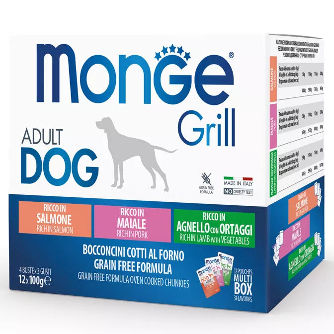Monge GRILL MIX Dog Adult salmon/pork/lamb 100gx12