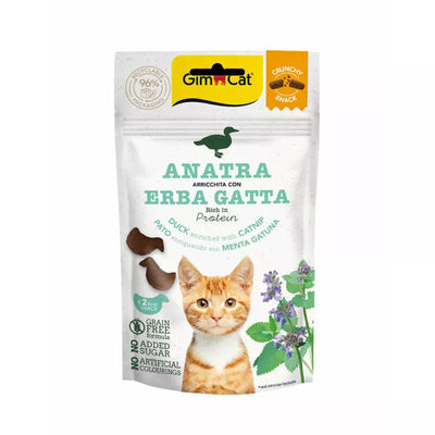 Gimcat Crunchy Snacks Duck /Catnip traškūs skanėstai antis/katžolė 50g
