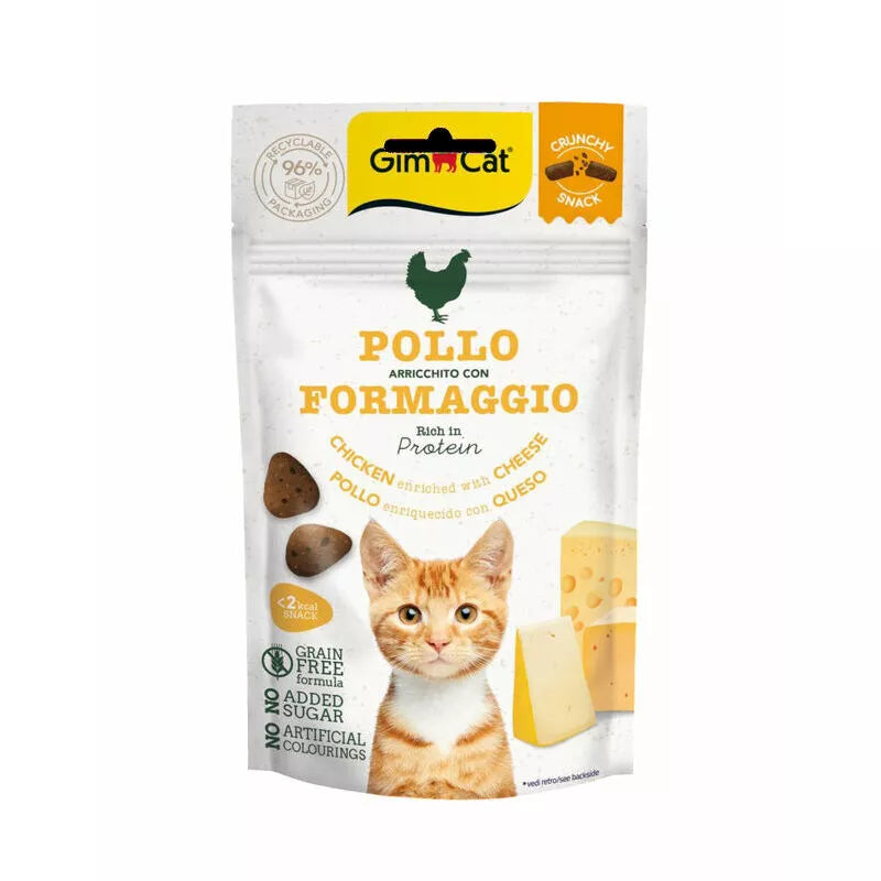 Gimcat Crunchy Snacks Chicken & Cheese traškūs skanėstai višta/sūris 50g
