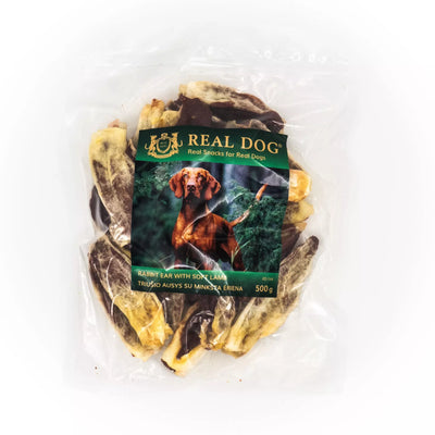 Real Dog SNACKS Triušio ausys su minkšta ėriena 500g