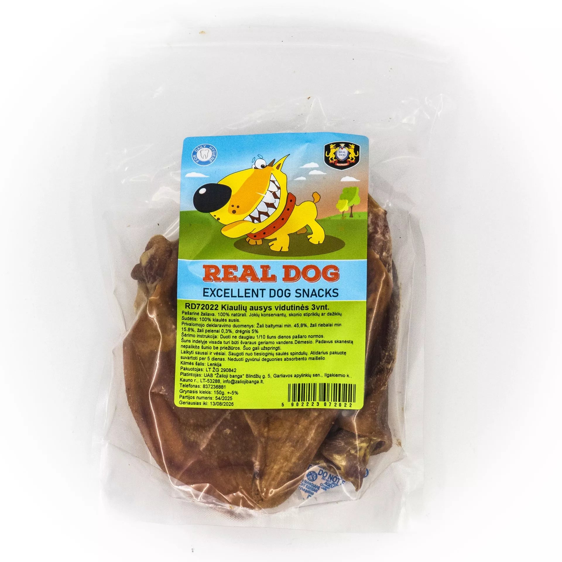 Real Dog kiaulės ausys vidutinės 3vnt.